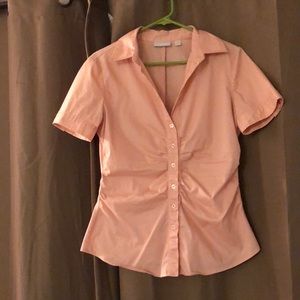 Pink cinched button down blouse